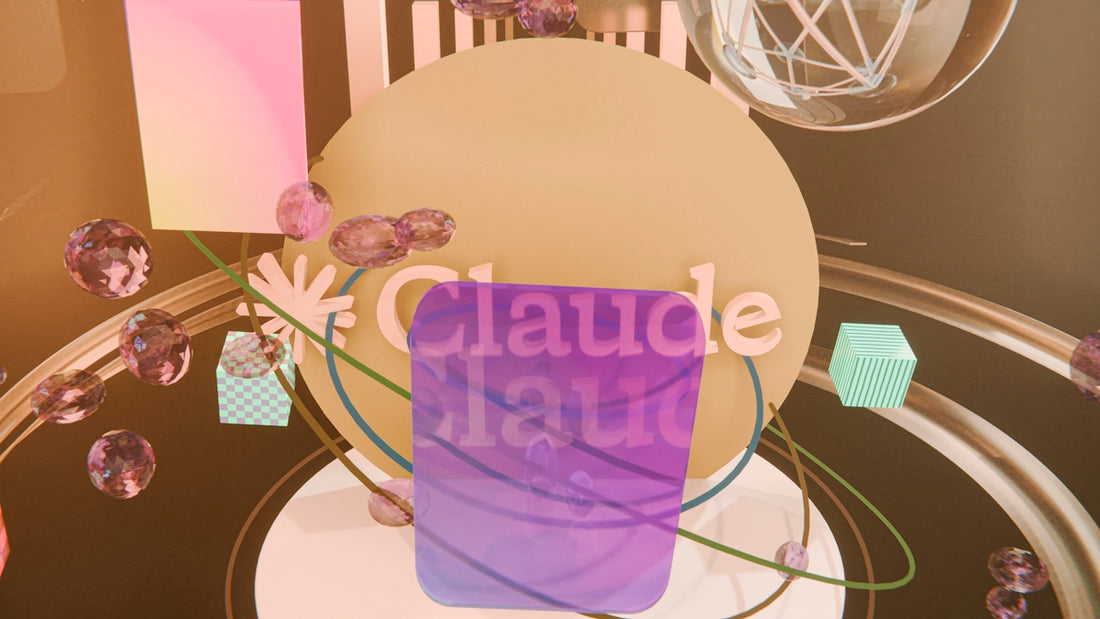 Abstract digital art with claude text and geometric shapes.